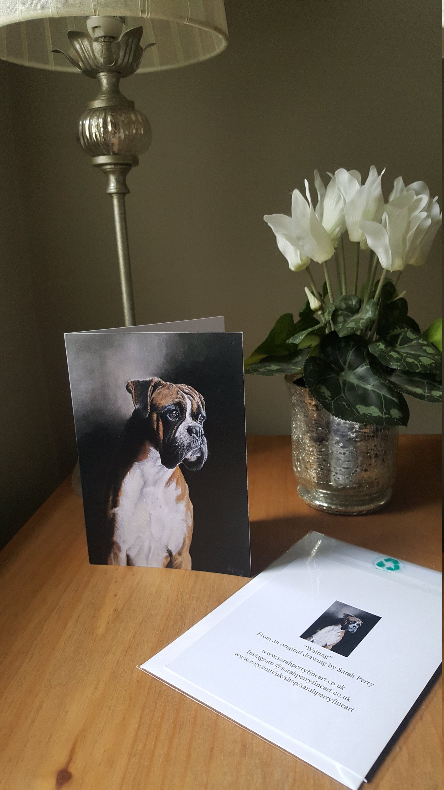 "Waiting" Pack of 5 Boxer dog greetings cards