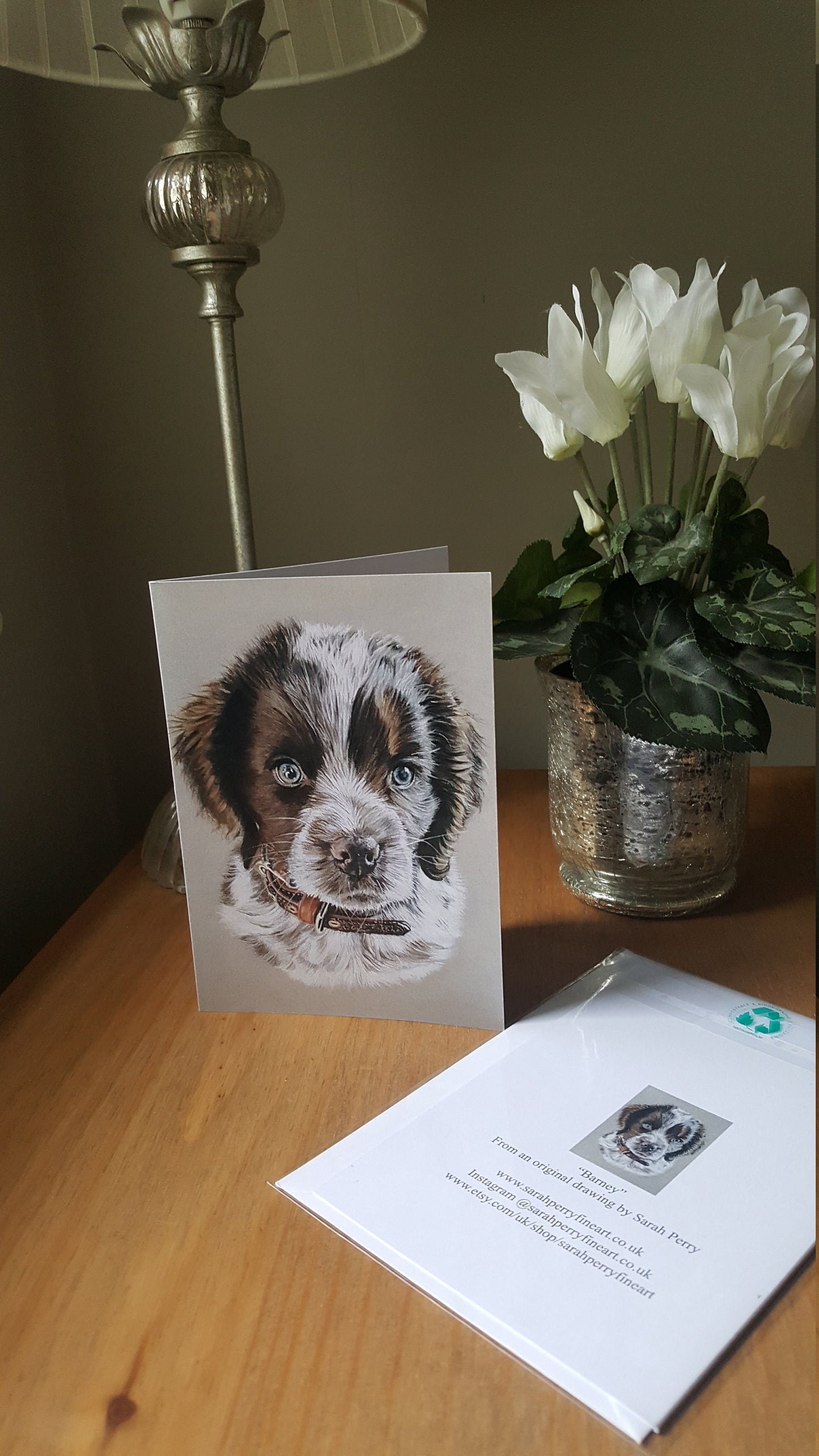 "Barney" Pack of 5 spaniel puppy greetings cards