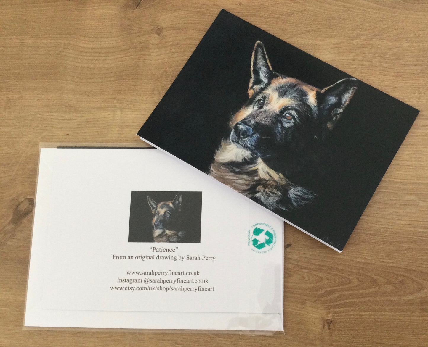 "Patience" German shepherd greetings card