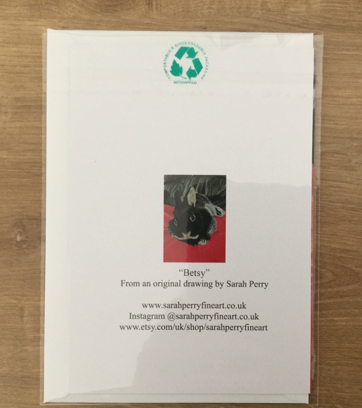 "Betsy" Pack of 5 rabbit greetings cards