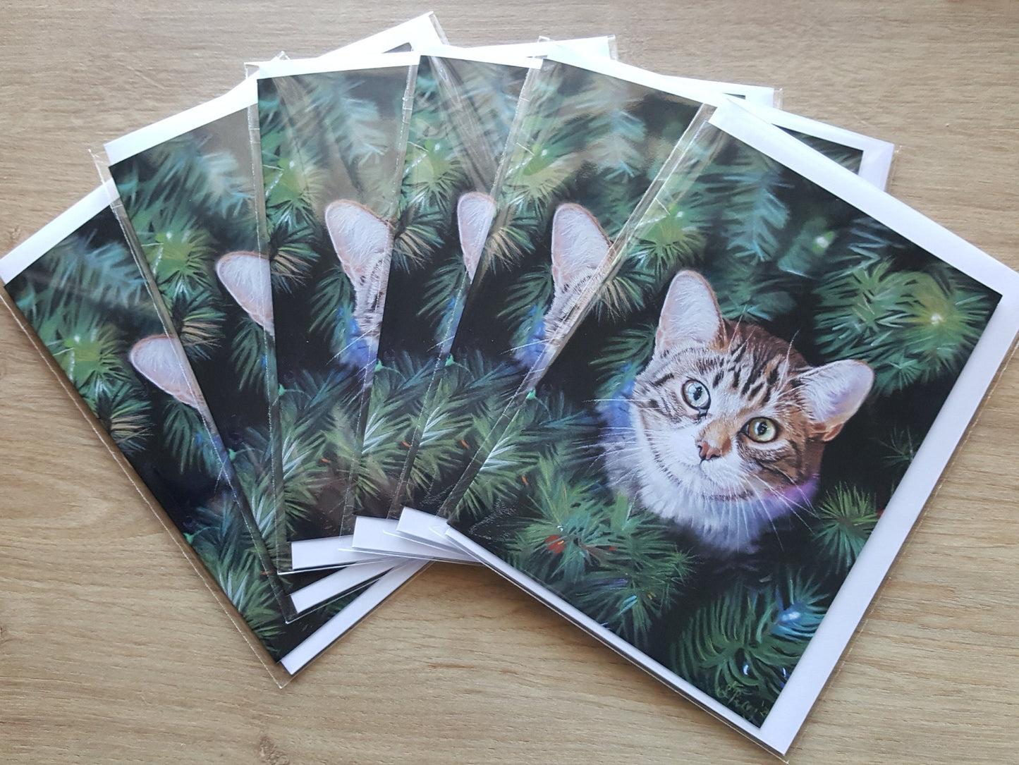 "Christmas tree Angel" Kitten Christmas card