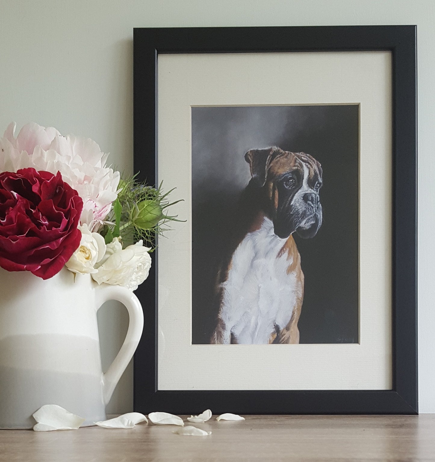 "Waiting" Boxer dog giclee print