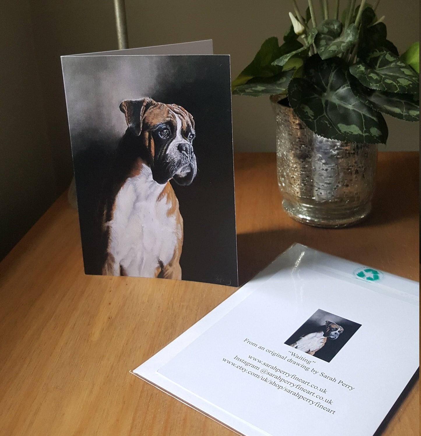 "Waiting" Boxer dog greetings card