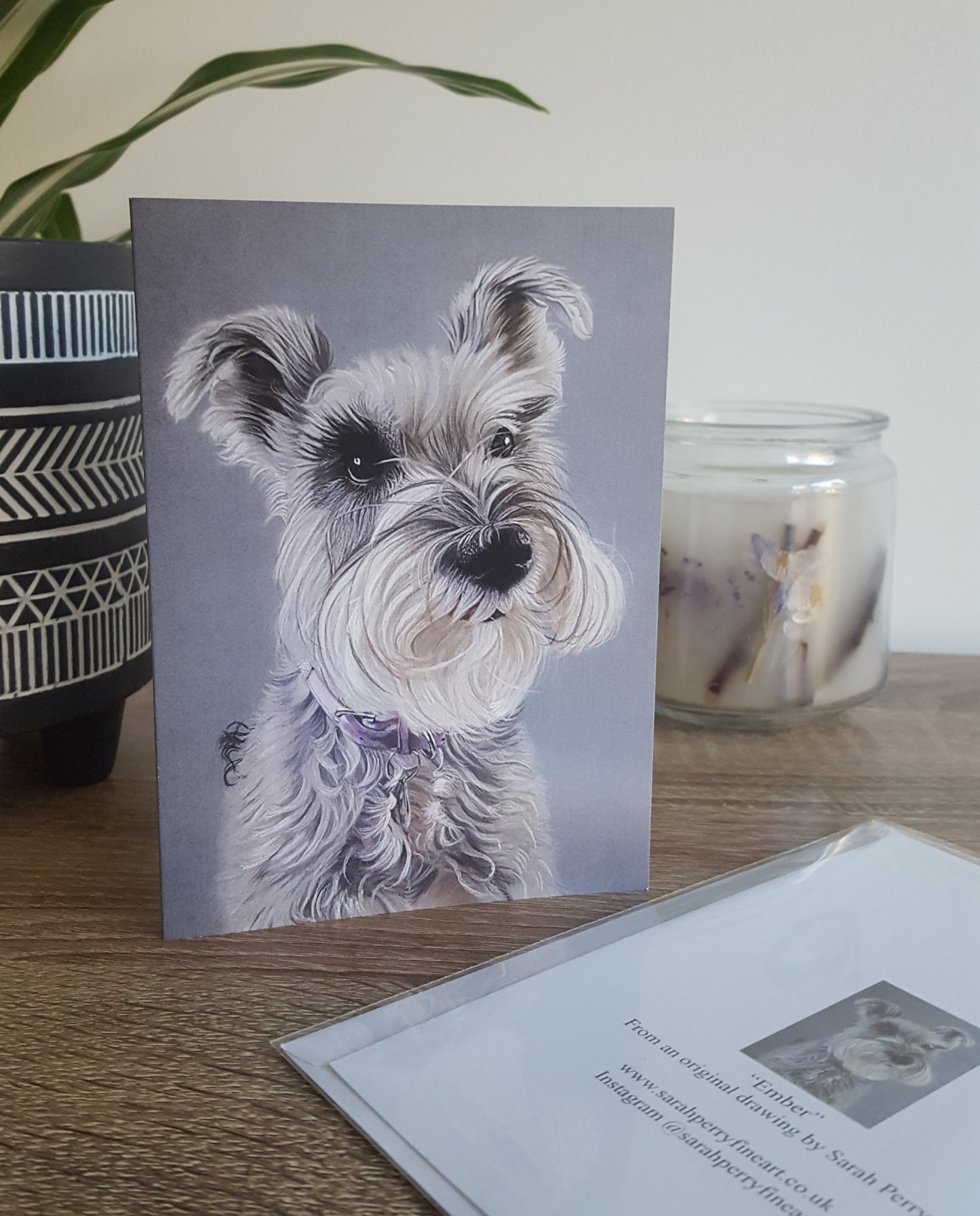 "Ember" Schnauzer greetings card