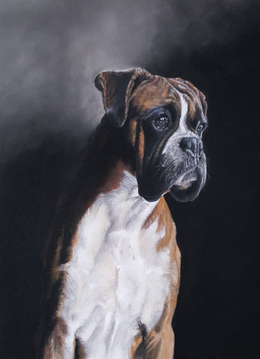 "Waiting" Boxer dog original drawing