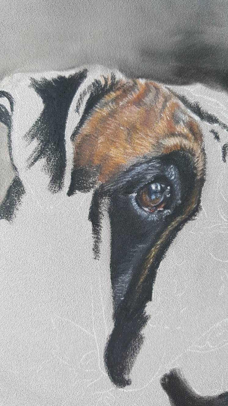 "Waiting" Boxer dog original drawing