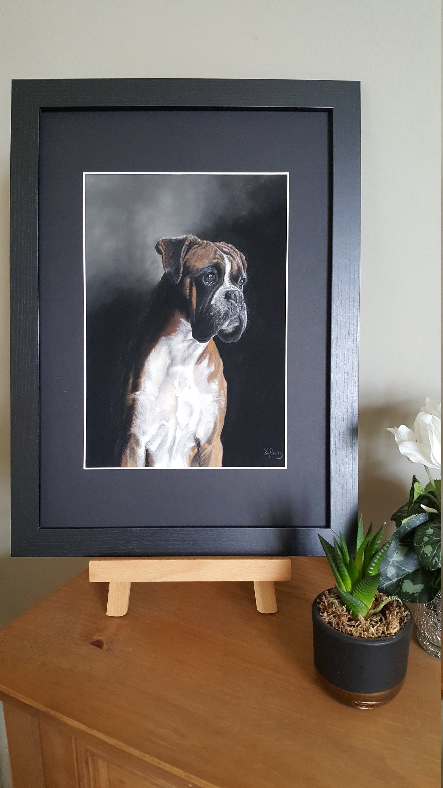 "Waiting" Boxer dog original drawing