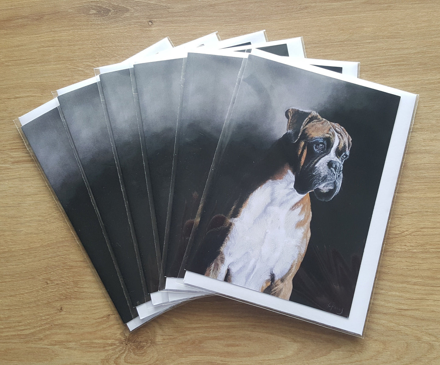 "Waiting" Pack of 5 Boxer dog greetings cards