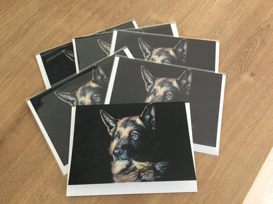 "Patience" Pack of 5 German shepherd greetings cards