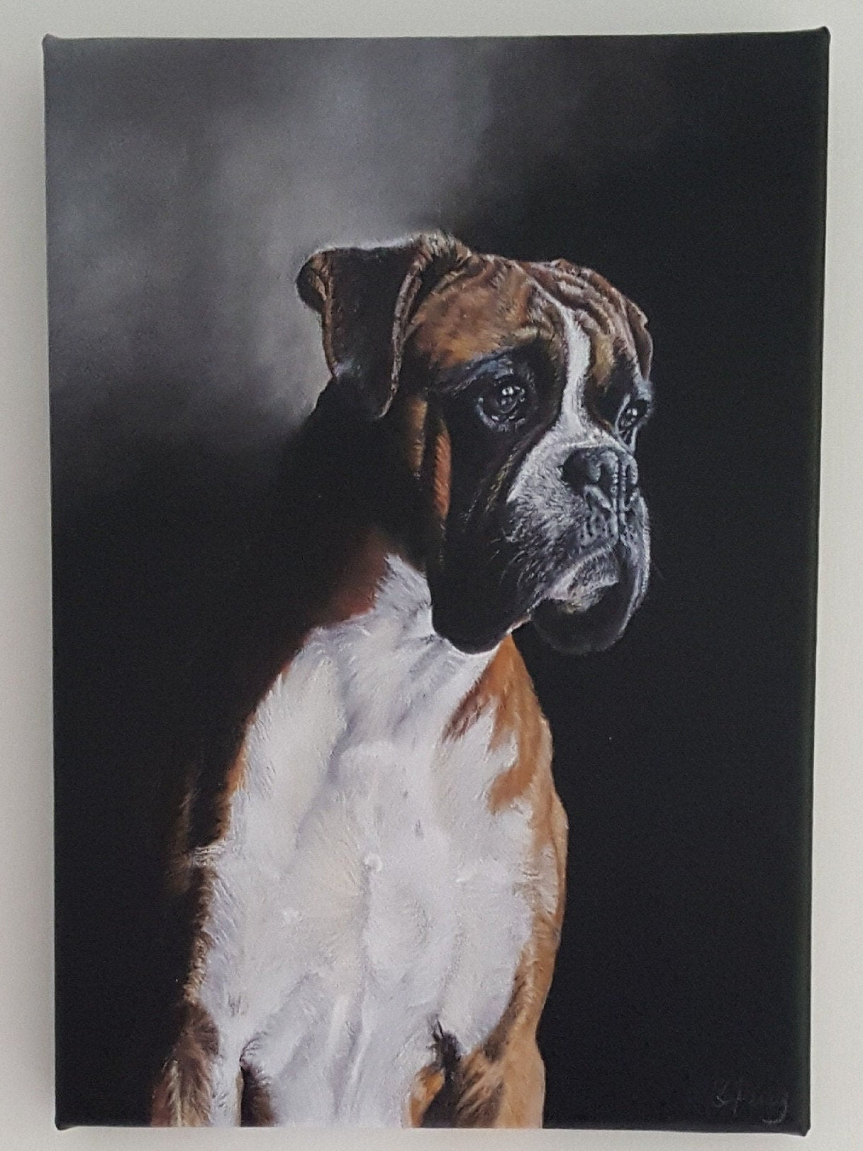 "Waiting" Boxer dog limited edition canvas print