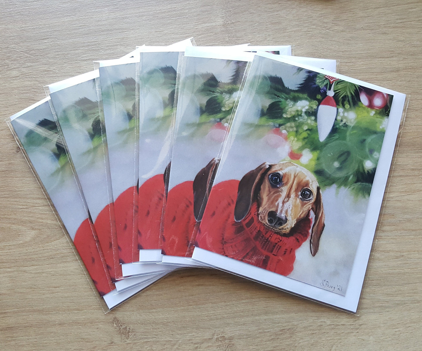 "Santa Baby" Pack of 5 Dachshund Christmas cards