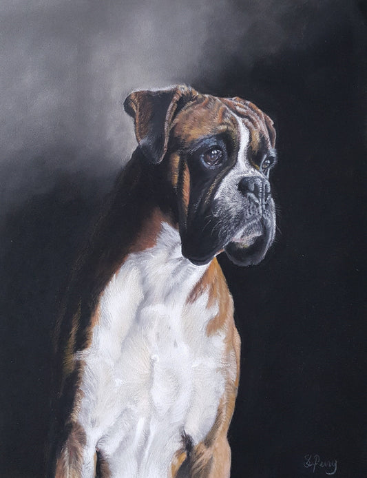 "Waiting" Boxer dog limited edition canvas print