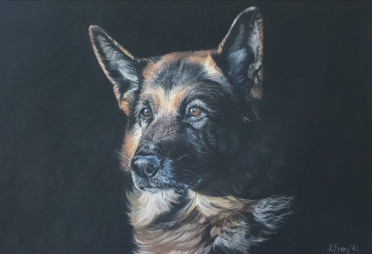 "Patience" German Shepherd Dog Original Pastel