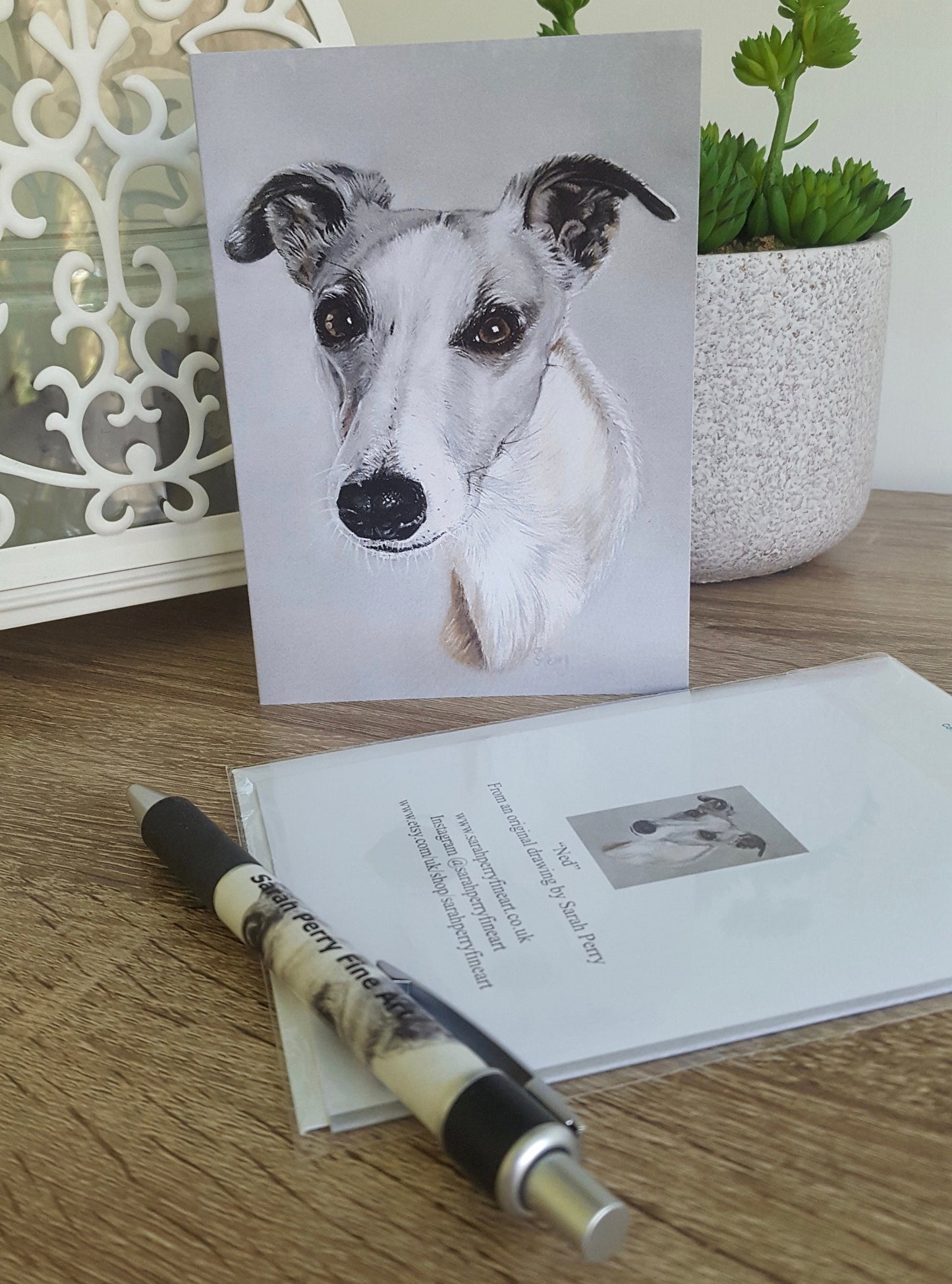 "Ned" Whippet greetings card