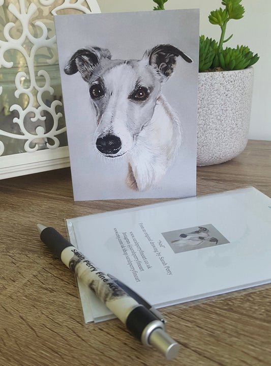 "Ned" Whippet greetings card