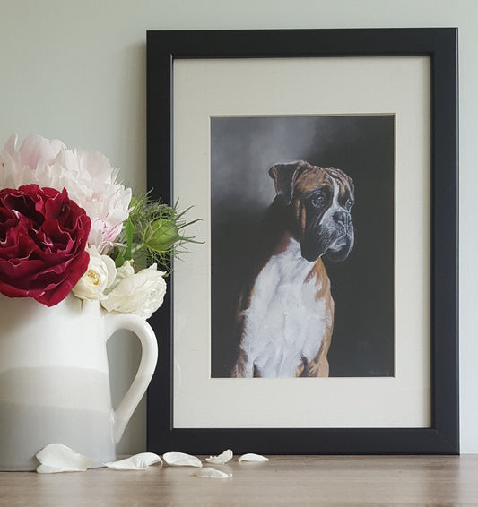 "Waiting" Boxer dog giclee print