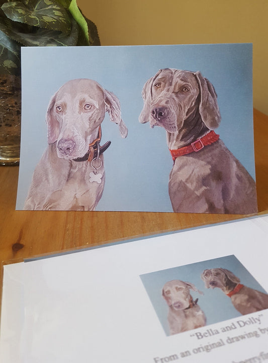 "Bella and Dolly" Weimeraner greetings card