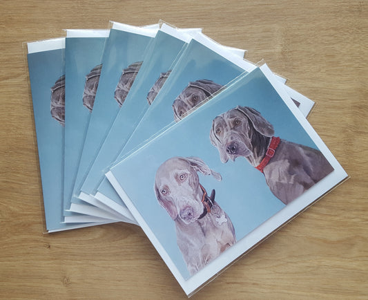 "Bella and Dolly" Pack of 5 Weimeraner greetings cards